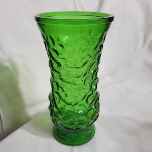 Vintage Hoosier Emerald Crinkle Style Tall Flower Vase
